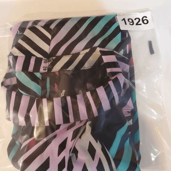 Worthington Top Womens Small Black Striped Chiffon Sleeveless Halter Neck Tank - Picture 11 of 11